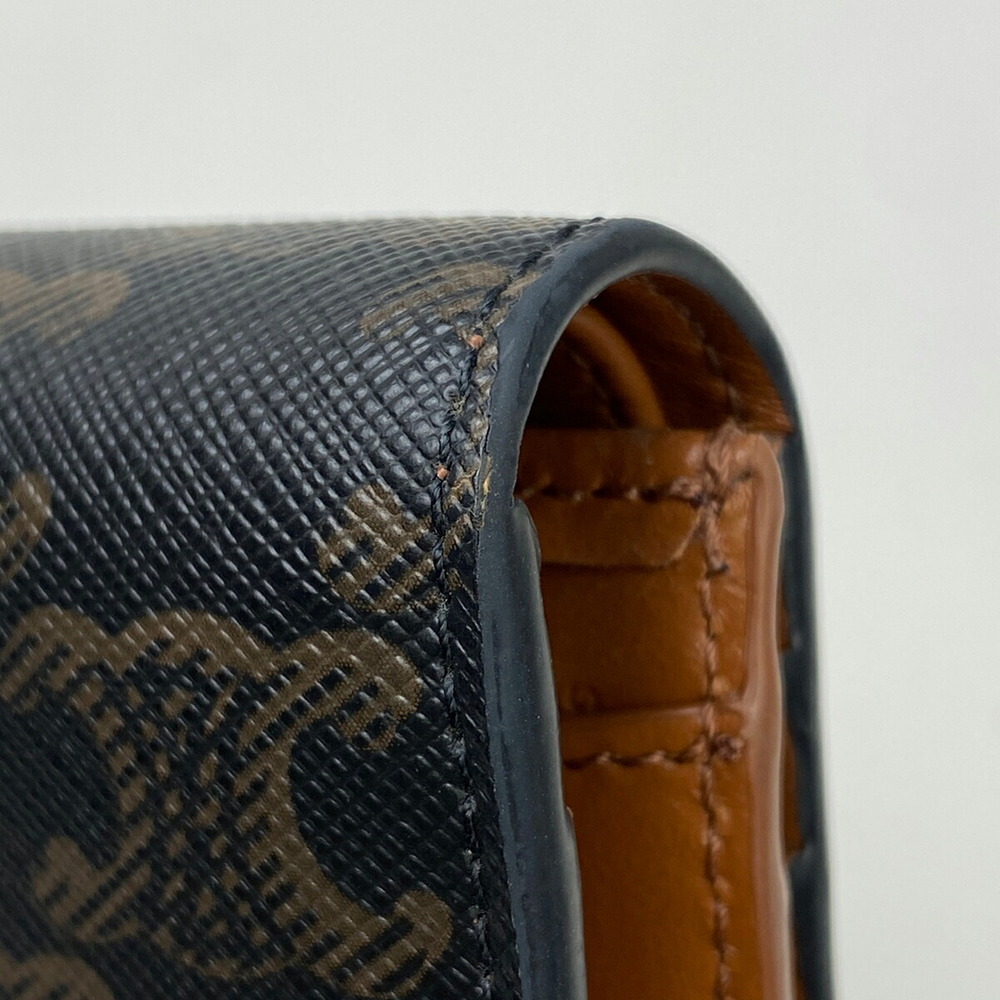 Celine Triomphe Wallet Brown Bifold Compartment Canvas Compact - Picture 5 of 7